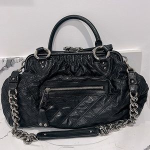 Marc Jacobs Stam Black Quilted Kiss Lock Snap Clo… - image 1